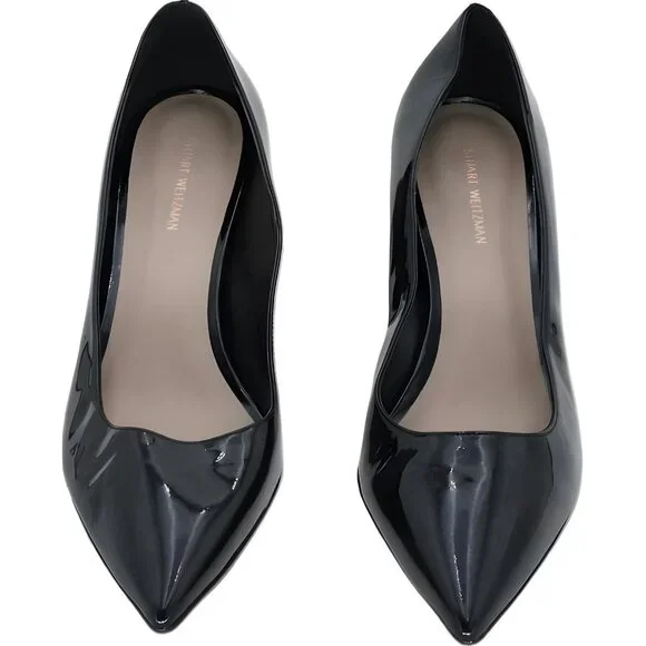 Stuart Weitzman Leigh 75 Patent Pumps Heels Black Women's US 8.5M